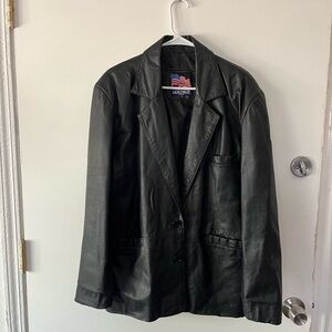 Leather USA Black Leather Jacket - Flag Label